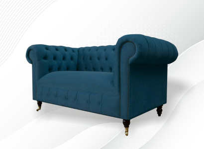 Sofa 2-seater classic Chesterfield blue sofas couches upholstery